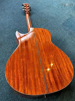 Plný masívneho dreva profesionálnych akustických gitár 41 palcový ostré anjel dizajn, vysoký lesk 6 string folková gitara s rad rohu