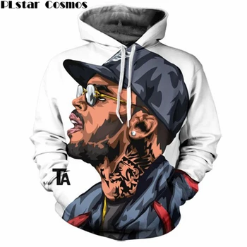 PLstar Vesmíru Módne jumper 3D Hoodies Kreslené postavičky spevák Chris Brown Tlač Ženy/Muži Mikina s Kapucňou, hip hop Oblečenie