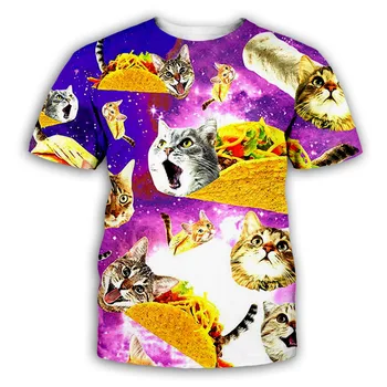 PLstar Vesmíru Pizza cat T-shirt Muži Ženy Zviera 3D T Shirt zábavné Oblečenie Letné Krátke Rukávy Priedušné Tričko Plus Veľkosť
