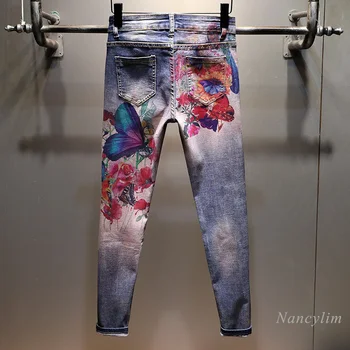 Plus Veľkosť Jeans Žena 2020 Jeseň Nové Tlačené Samoopaľovacie Vysoký Pás Všetky vaše Chudnutie Denim Jean Nohavice Lady Nohavice