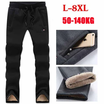 Plus veľkosť L-8XL Zimné nohavice, tepláky mužov joggers zahustiť jahňacie velvet pánske nohavice teplé bežné bavlna rovné nohavice