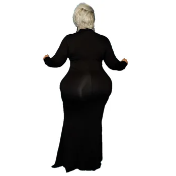 Plus Veľkosť Maxi Šaty Black Nadrozmerné Zimné Dlhý Rukáv Maxi Šaty Plus Veľkosť Dlho Bodycon Party Šaty Žien Večer 2020 Župan