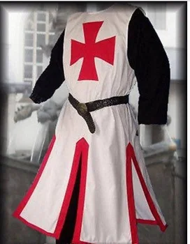 Plus Veľkosť Mužov Stredoveké Cosplay Rúcha Templar Rytier Crusader Surcoat Dlhý Rukáv Reenactment