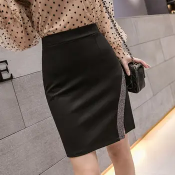 Plus Veľkosť S-5xl Dámske Slim Black Ceruzku Sukne Bežné Vysoký Pás Sukne, Elegantné kórejský Úrad Žena Sexy Mini Sukne Jupe Femme