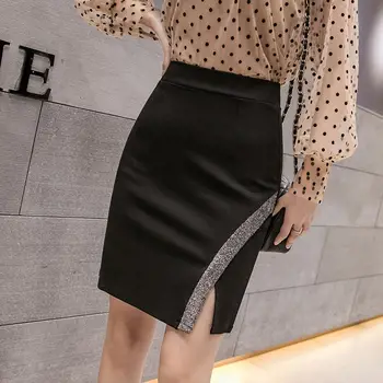 Plus Veľkosť S-5xl Dámske Slim Black Ceruzku Sukne Bežné Vysoký Pás Sukne, Elegantné kórejský Úrad Žena Sexy Mini Sukne Jupe Femme