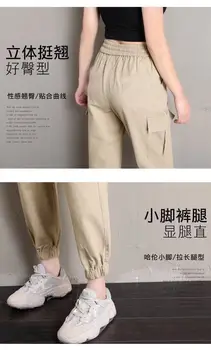 Plus veľkosť S-XXL 2020 jar leto žien hárem nohavice voľné bežné nohavice bavlna bielizeň elastické vysoký pás ženy nohavice