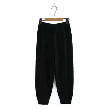 Plus veľkosť solid black vlna pletené ženy voľné nohavice 2021 nové zimné bežné dámy soft nohavice žena khaki nohavice