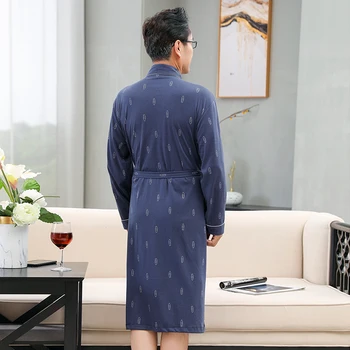 Plus Veľkosť XL-4XL Pánske Šaty, Bavlna Župan Jar Jeseň Nightgown Plavky Long-sleeve Kimono Geometrické Vzory Pijamas