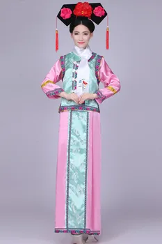 Plus Veľkosť Čínskej Tradícii Kostým Žien Qing Dynastie Kostým Čínština Princezná Šaty S Klobúkom Ženy Kostým JC16012