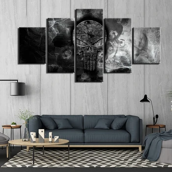 Plátno HD Vytlačí Plagáty Domova Múr Umenia Maľby 5 Panely lebky teroru Obrázky Pre Obývacia Izba Rámec