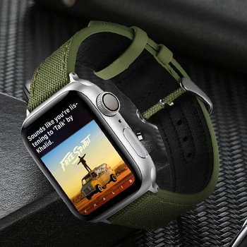 Plátno+kožený remienok pre Apple hodinky kapela 44 mm 40 mm iWatch kapela 42mm 38mm šport náramok iwatch series 5 4 3 2 príslušenstvo 44 mm