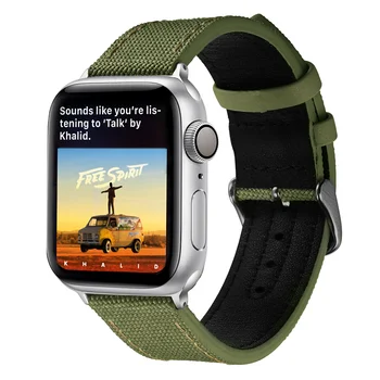 Plátno+kožený remienok pre Apple hodinky kapela 44 mm 40 mm iWatch kapela 42mm 38mm šport náramok iwatch series 5 4 3 2 príslušenstvo 44 mm