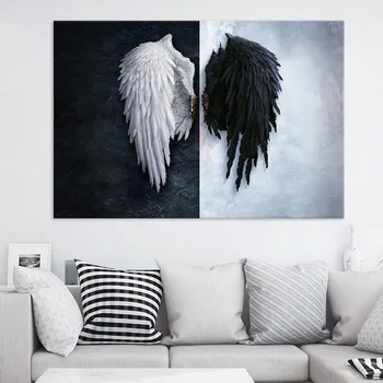 Plátno Maliarske Umenie Čiernej A Bielej Anjel Krídla Na Stenu Umenie Maľba Lucifer Zranených Krvný Obraz Anime Plagáty Domáce Dekorácie