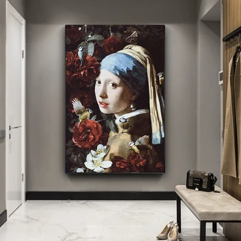 Plátno na stenu obrázky Reprodukcie slávnych obrazov holandský umelec pracuje dievča s pearl náušnice Hoom Dekor Posteli maľovanie