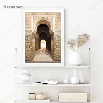 Plátno na Stenu Umenie Maľba Islamskej Architektúry Maroko Dvere Vintage Poster Obývacia Izba Dekorácie Plagáty a Výtlačky