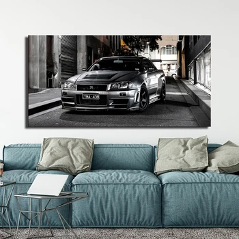 Plátno Obrazy HD Tlač Č Rám Športové auto umelecké Diela Moderných Nissan Skyline Gtr Auto Obrázky Posteli Domova Wall Art Plagáty
