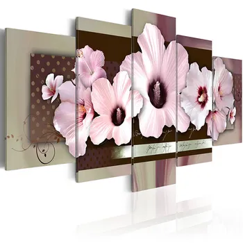 Plátno Obrázky Domova 5 Kusov Kameňa Svetlo Fialový Motýľ Orchidea, Kvet Plagát, Tlač Pozadí Maľovanie Modulárny Wall Art