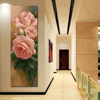 Plátno Obrázky Moderné HD Vytlačí Domova 3 Kusy Ružové Ruže Obrazy Ružové Kvety Plagát Na Steny v Obývacej Izbe Umenie Rámec