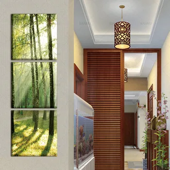 Plátno umelecké maľovanie na stenu obrázok, Bambusové Plátna Nástenné Maľby Slniečko Na Stromoch Vytlačí dekorácie pre obývacia izba umenie obrázok