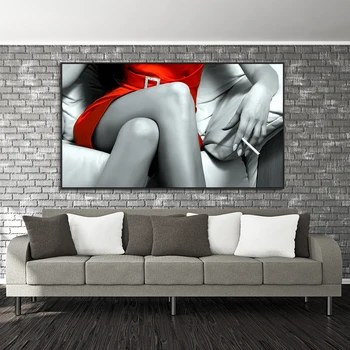 Plátno, Vytlačí Maľovanie Červené Šaty Dievča Stenu Umenie Abstraktné Sexy Ženy, Plagát, Dekoračnú Obrázok pre Obývacia Izba Domova Cuadros
