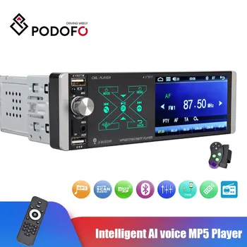 Podofo 1 Din autorádio Autoradio Stereo Audio RDS Inteligentná AI hlas MP5 Prehrávač Videa USB MP3 TF In-dash Multimediálny Prehrávač