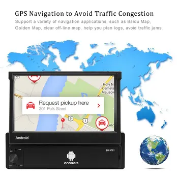 Podofo Android 8.1 Auto Rádio Stereo GPS Multimediálny Prehrávač Zdvíhateľnej 7