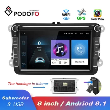 Podofo Auto, Multimediálny prehrávač, Android, 8.1 GPS 2 Din Auto Autoradio Rádia Pre VW/Volkswagen/Golf/Polo/Passat/b7/b6/SEAT/leon/Škoda