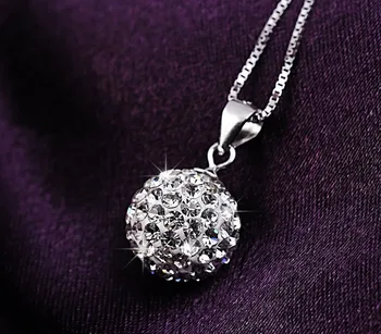 Podpora 925 sterling silver náhrdelník žena krátke dizajn 10 mm/12 mm Drahokamu loptu reťazca elegantné anti-alergické drop shipping