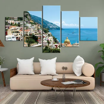 Pohľad Positano Mesto Na Pobreží Amalfi obrazov na Stenu Wall Art Maľovanie na Plátno Plagáty a Vytlačí Domova
