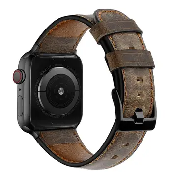 Popruh pre Apple hodinky kapela 44 mm 40 mm iWatch 42mm 38mm Retro Hovädzie Kože watchband náramok correa pre iwatch série 6 5 4 3 2 SE