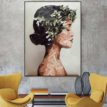 Portrét Ženy, olejomaľba na Plátno na Stenu, Plagáty a Vytlačí Cuadros Wall Art Obrázky pre Obývacia Izba Domáce Dekorácie