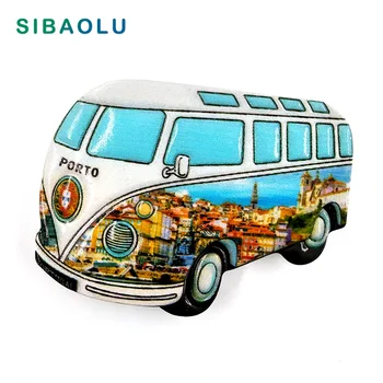 Portugalsko Porto Autobus plavidlá, chladnička magnet pre deti so suvenírmi cestovného ruchu Živicové nálepky na chladnička Magnetické Domova hračka