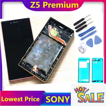 Použité Pôvodné Pre Sony Xperia Z5 Premium E6853 E6883 E6833 Lcd Displej S Dotykovým Displejom Digitalizátorom. Panel Montáž Kompletný Rám