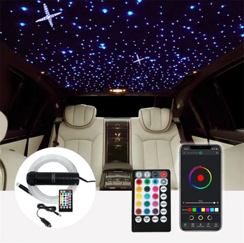 Používanie auta Bluetooth Ligotať Dekoratívne Lampa RGB Optický Svetlo APP/Vzdialený Režim Music Star Strop Headliner Svetlá Zmiešané 12V