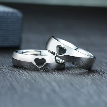 Počiatočné Srdce krúžok svadobné šperky punk 2020 pár krúžky ženy milujú krúžok z nehrdzavejúcej ocele jednoduchý módny prsteň pre ženu šperky