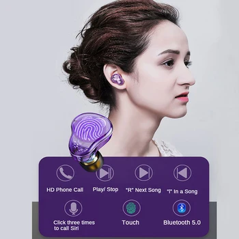 Pravda, Bluetooth 5.0 Slúchadlá TWS Bezdrôtový Headphons IPX7 Šport Handsfree Slúchadlá 6D Stereo Gaming Headset S Mikrofónom Plnenie Box