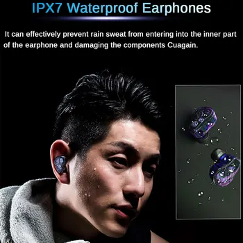 Pravda, Bluetooth 5.0 Slúchadlá TWS Bezdrôtový Headphons IPX7 Šport Handsfree Slúchadlá 6D Stereo Gaming Headset S Mikrofónom Plnenie Box