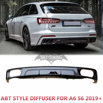 Pre ABT Štýl PP Zadný Nárazník Difúzor Pre Audi A6 S6 C8 Allroad Sedan Vozeň 2019-2021 S Kovovou Výfukových Tipy Uhlíkových Vlákien Vzhľad