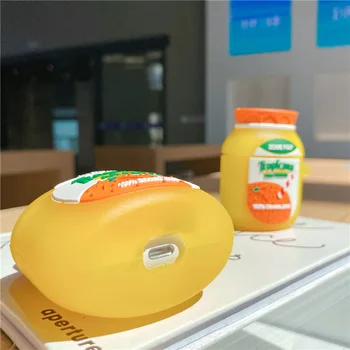 Pre Airpods Prípade,3D Pomarančový džús Prípade Airpods 1/2 Prípade Silikónová Slúchadlá do uší Slúchadlá Kryt Pre Apple Airpods Pro Prípade