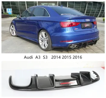 Pre Audi A3, S3 2016 Uhlíkových Vlákien Zadné Pery Spojler Nárazníka Difúzor Auto Príslušenstvo