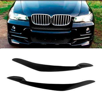 Pre BMW X5 E70 na roky 2007-2013 Lesklej Čiernej Auto Nálepky Predné Svetlomety Obočie Viečka Výbava Kryt