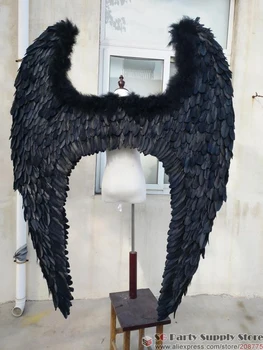 Pre dospelých je veľký čierny Diabol pierko krídla pre Model fáze show móle sa Zobrazí streľba rekvizity Módne doplnky Čistý ručné