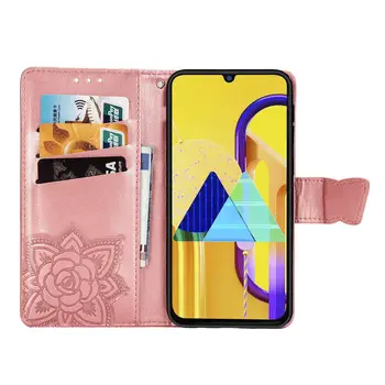 Pre Galaxy M21 Nádherný Motýľ Peňaženky Flip Premium Kožené Cover obal Pre Samsung Galaxy M21 SM-M215F