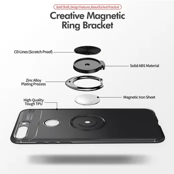 Pre Huawei Honor 7A Pro Prípade Luxusné Magnetický Krúžok Stojan mäkké Silica Gel Telefón prípadoch Pre huawei honor 7a pro Kryt Coque 5.7 palcový
