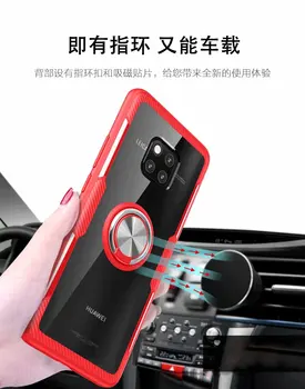 Pre Huawei Mate 20 Pro Prípade Prsteň Stáť Magnet Transparentné shockproof Ochranný Zadný Kryt puzdro pre huawei mate 20 20pro