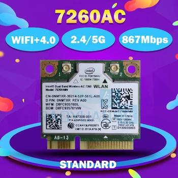 Pre intel Veľkoobchod dvojpásmový Wireless-AC7260 7260HMW 7260HMWAC 7260AC 867Mbps+BT4.0 half Mini PCI-e Bezdrôtový wifi karta wlan