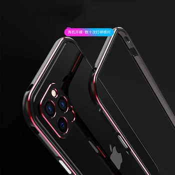 Pre iPhone 12 Mini Luxusný ultra tenký hliníkový bumper puzdro pre Apple iPhone 12 Pro Max prípade + 2 filmu (1 Predné +Zadné 1)