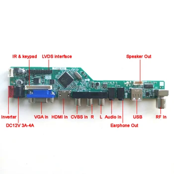 Pre M141NWW1-001/101/103 T. V56 radič rada Vzdialenej+Invertor+klávesnica, VGA, AV, USB RF LCD displej 1CCFL 30Pin LVDS DIY kit