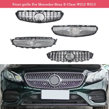 Pre Mercedes-Benz Triedy E W212 W213 Auto styling Uprostred mriežky ABS plast Silver Black predný nárazník gril Auto Centrum Mriežka