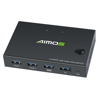 Pre Myš&Klávesnice Zdieľanie 1pc Prenosné 2 Porty USB 2.0 Hub 4k HD KVM Zobrazenie Videa Prepínač Typu-C Pripojenie Kábla